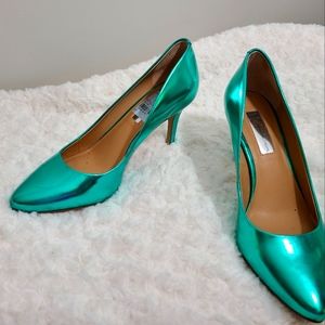 INC metallic turquoise heels
